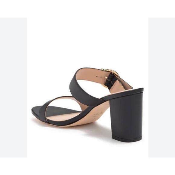 STUART WEITZMAN BELINDA BLOCK LEATHER STRAP SLIDE SANDAL MULE BLACK SIZE 7.5 - Picture 4 of 12